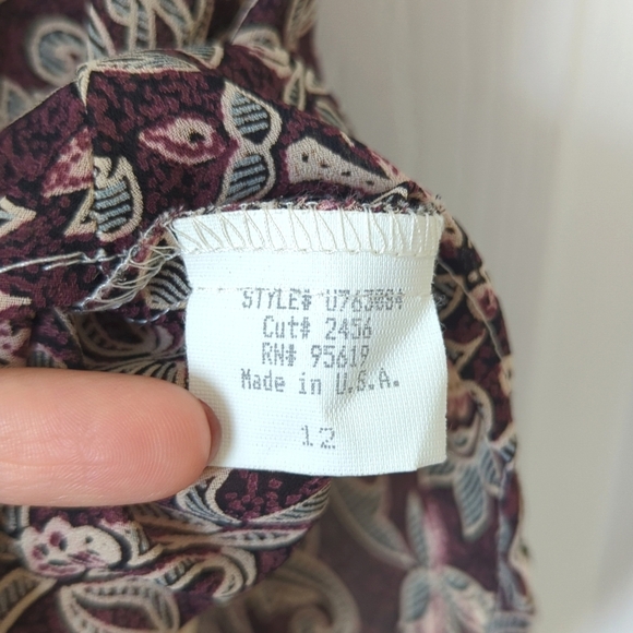 Studio JPR 90's Vintage Bohemian Printed High Waisted A-Line Mini Skirt Plum 12 - Picture 5 of 11